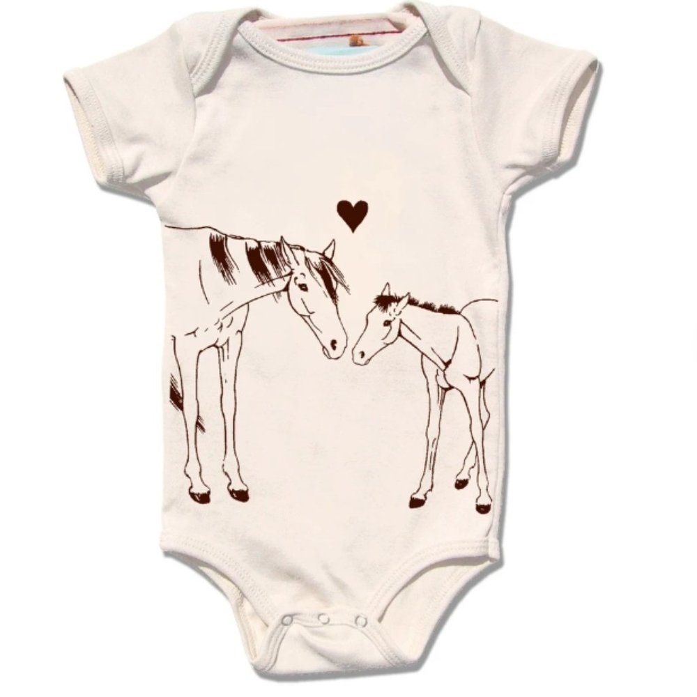 Organic Cotton, Non Toxic Ink Baby Bodysuit----Horse, NEW with tag!!!